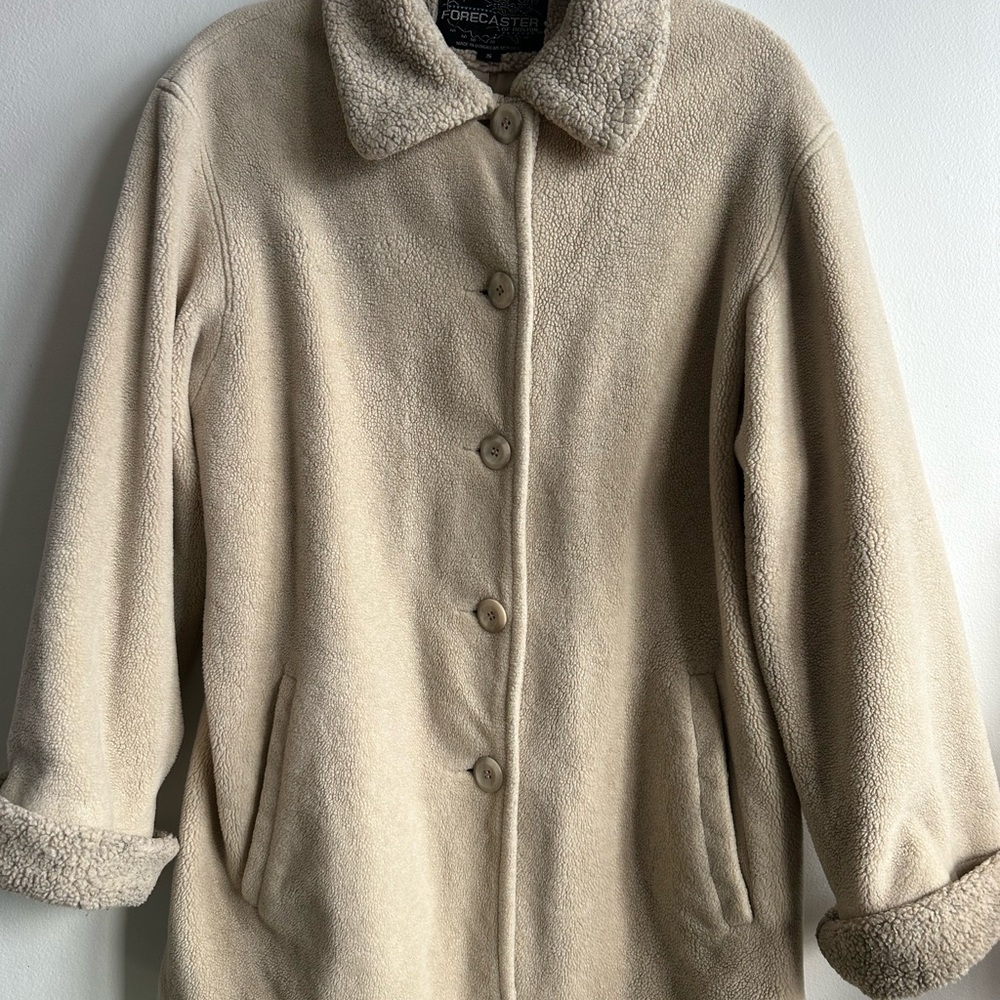Vintage Forecaster of Boston Car Coat Fleece Sherpa Trimmed 90s Size Small